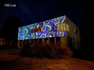 100 Lux outdoor projection example