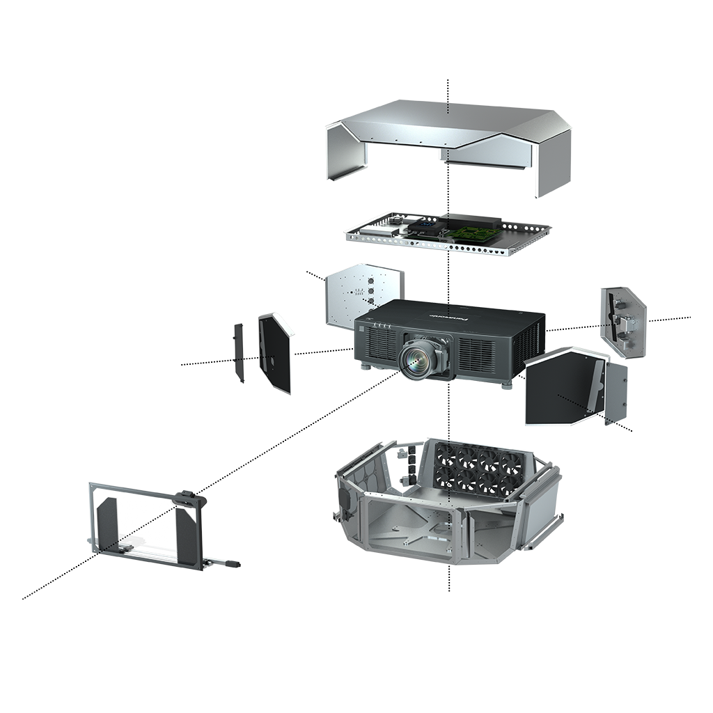 Exploded View of the LM3X LAZR 20K™ outdoor video mapping projector Exploded View of the LM3X LAZR 20K™ outdoor video mapping projector