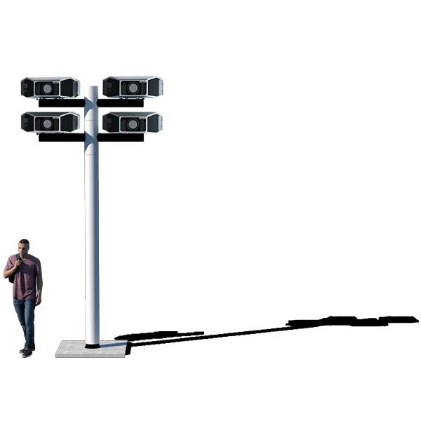 LM3X LAZR 20K™ projector installed on the Urban Pole™